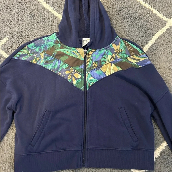 Aerie Patterned Cotton Terry Zip Up - Picture 5 of 6